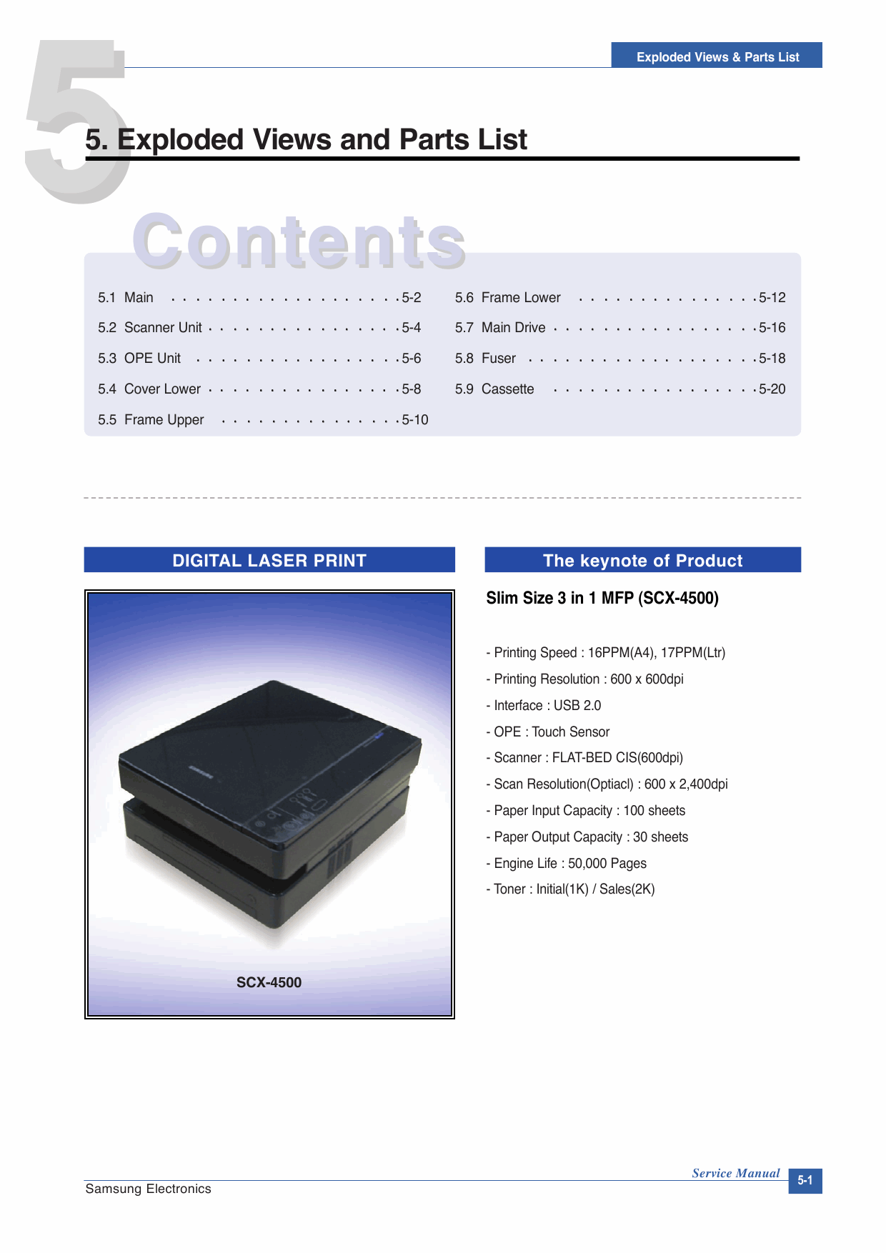 Samsung Digital-Laser-MFP SCX-4500 Parts Manual-1